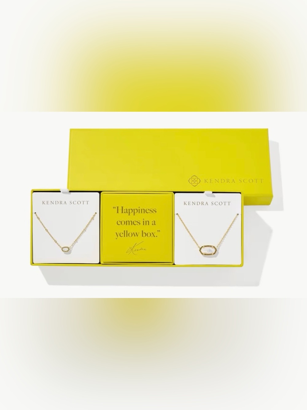 Kendra Scott Elisa Gift Set Of 2 Gold Necklace Duo with Yellow Gift Box NWT